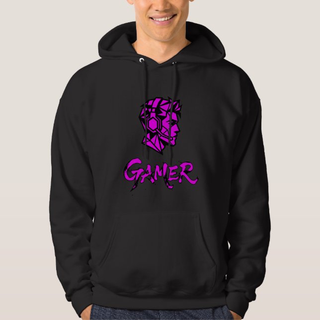 Snygg Rosa Geometrisk Spelare Hoodie (Framsida)