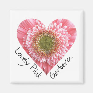 Snygg rosa gerbera - Hjärtform Magnet