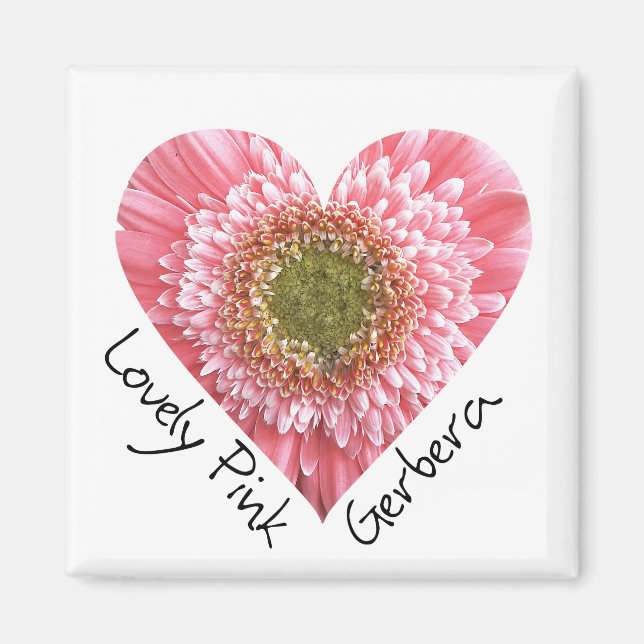Snygg rosa gerbera - Hjärtform Magnet (Framsidan)