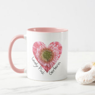 Snygg rosa gerbera - Hjärtform Mugg