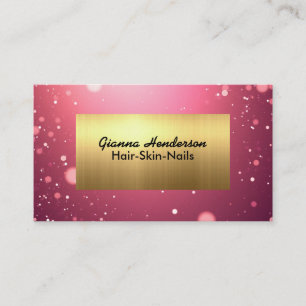 Snygg rosa glitter och guld visitkort