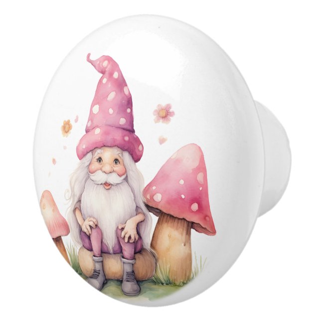 Snygg Rosa Gnome och Toadstools Knopp (Höger)