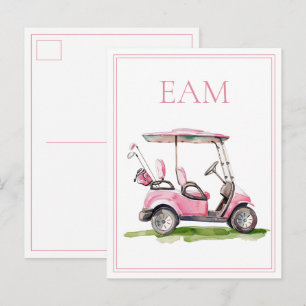 Snygg rosa golfkorgmonogram vykort