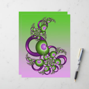 Snygg Rosa Grönt Hjärtar Modern Abstrakt Fractal
