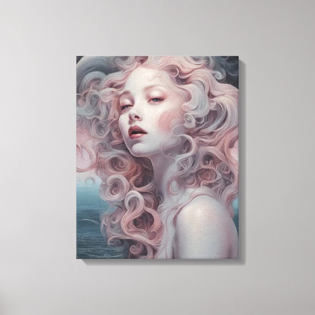 Snygg Rosa Hair-Sjöjungfru Canvastryck (Framsida)