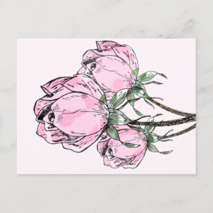 Snygg Rosa Hand plockade Ro Vykort