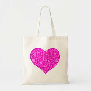 Snygg Rosa Heart Tygkasse