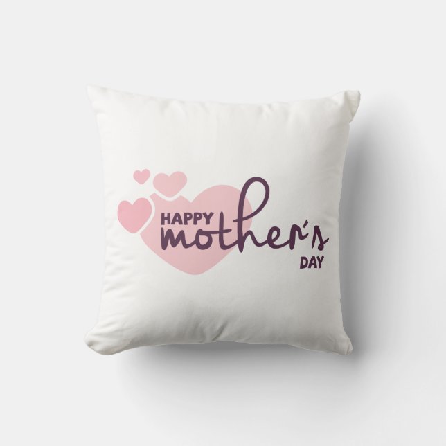 Snygg Rosa Hearts Lycklig Mors dag Dekorativ kudde (Framsida)
