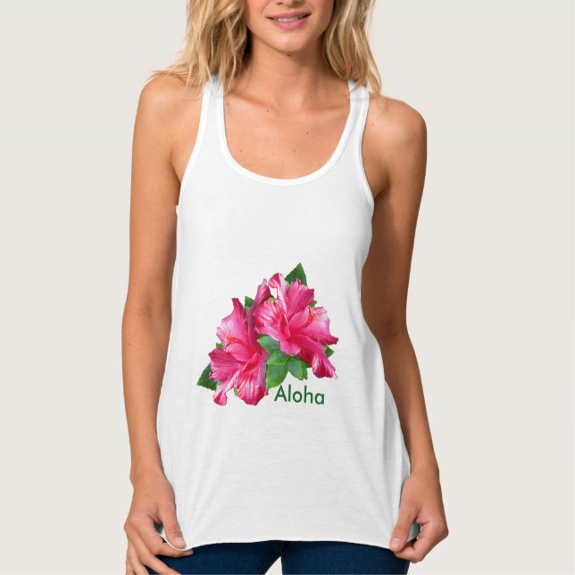 Snygg Rosa Hibiscus Flowers Linne Med Racerback (Framsida)