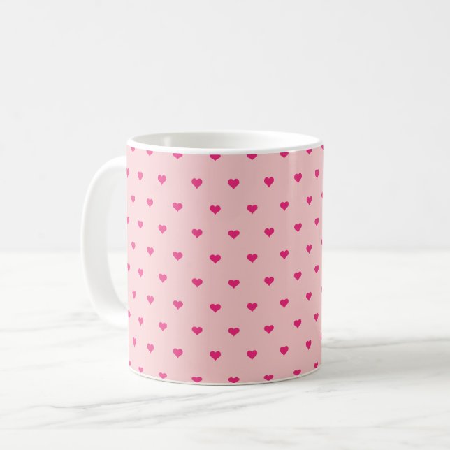 Snygg rosa hjärtan Alla hjärtans dag-mugg Kaffemugg (Framsida vänster)