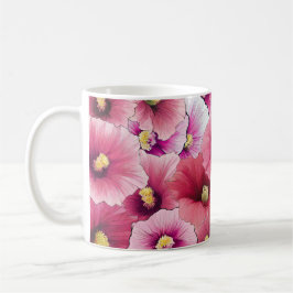 Snygg Rosa Hollyhock Blooming Kaffemugg