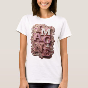 Snygg rosa IMAGINE Slogan T-shirt