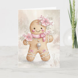 Snygg Rosa Jul Gingertea Cookie Blank Tack Kort
