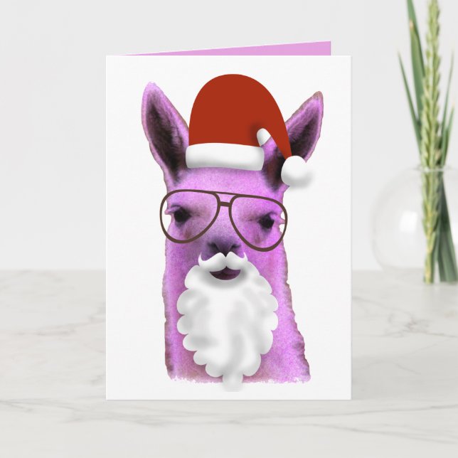 Snygg rosa jul lama! Julkort Kort (Framsida)