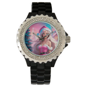 Snygg Rosa Julflicka 01 Armbandsur