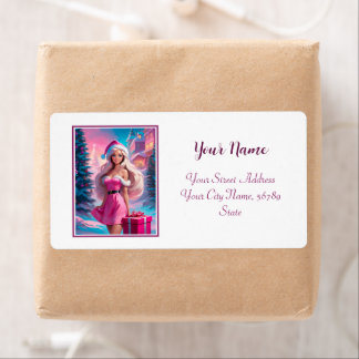 Snygg Rosa Julflicka 01 Fraktsedel