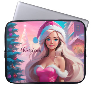 Snygg Rosa Julflicka 01 Laptop Fodral