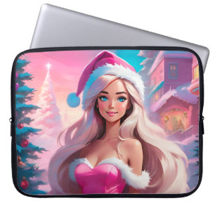 Snygg Rosa Julflicka 01 Laptop Fodral