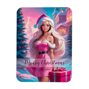 Snygg Rosa Julflicka 01 Magnet