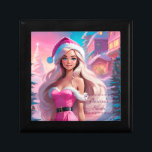 Snygg Rosa Julflicka 01 Minnesask<br><div class="desc">En vacker flicka i rosa klänning och Jultomten med presentlåda nära Julgran. Välj den vackra flickan i Santa suites omgiven av den magiska Christimas atmosphere för att fira dina helgdagar med glädje och magi. Du hittar alla relaterade artiklar i samlingen "Vacker Rosa Julflicka" på följande webbadress: https://www.zazzle.com/collections/beautiful_pink_christmas_girl-119217347108015415 Besök min butik...</div>