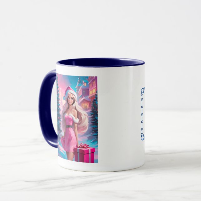 Snygg Rosa Julflicka 01 Mugg (Framsida vänster)