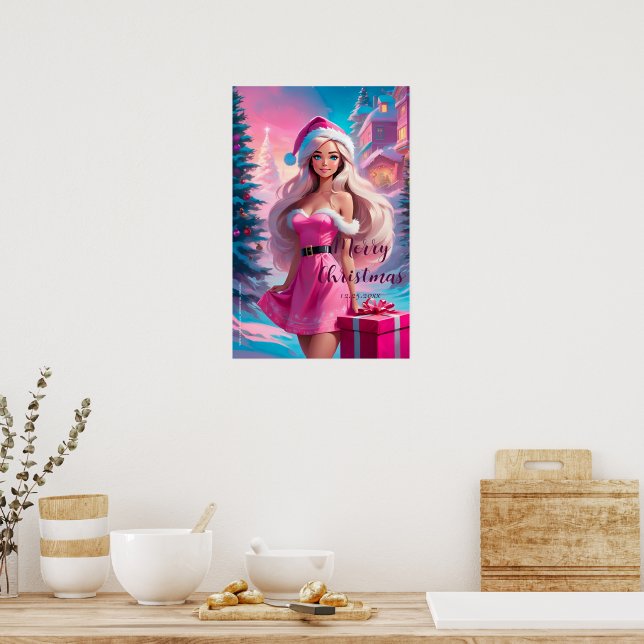 Snygg Rosa Julflicka 01 Poster (Kök)