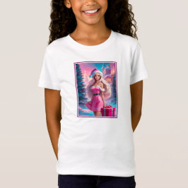 Snygg Rosa Julflicka 01 T Shirt