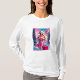 Snygg Rosa Julflicka 01 T Shirt