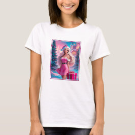 Snygg Rosa Julflicka 01 T Shirt