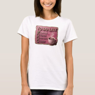 Snygg Rosa KAFFE FÖRST SÄTT LÄRA DÄREFTER Konstnär T Shirt