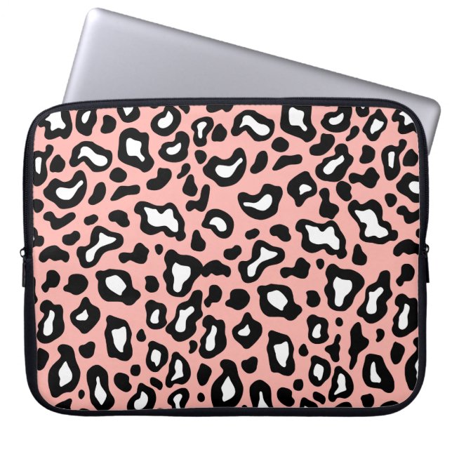 Snygg rosa leopardtryckt laptopsleeve laptop sleeve (Framsidan)