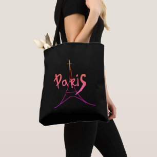 Snygg rosa/lila Paris-totebag Tygkasse