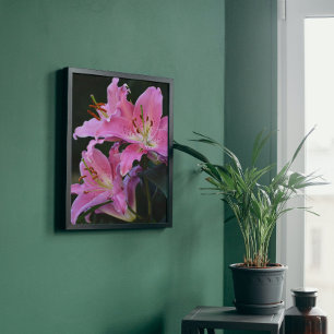 Snygg Rosa Lily Blooms Blommigt Fototryck