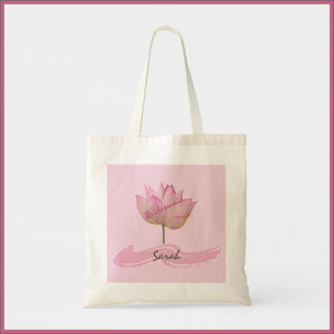 Snygg Rosa Lotus Flower Bridesmaid Tote Bag Tygkasse