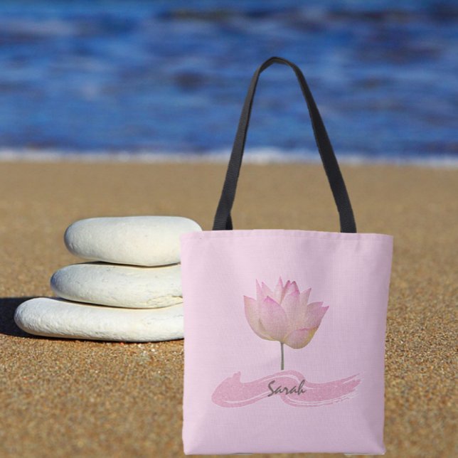 Snygg Rosa Lotus Flower Tote Bag Tygkasse (Skapare uppladdad)