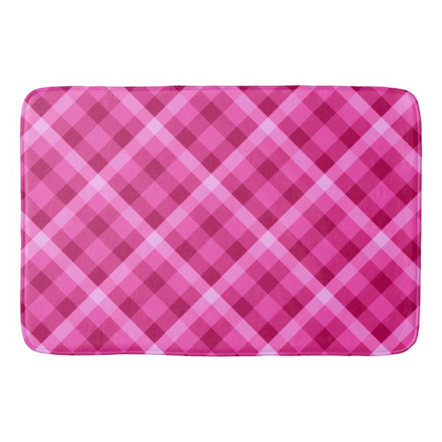 Snygg Rosa Magenta Plade Large Bath Mat Badrumsmatta (Framsidan)