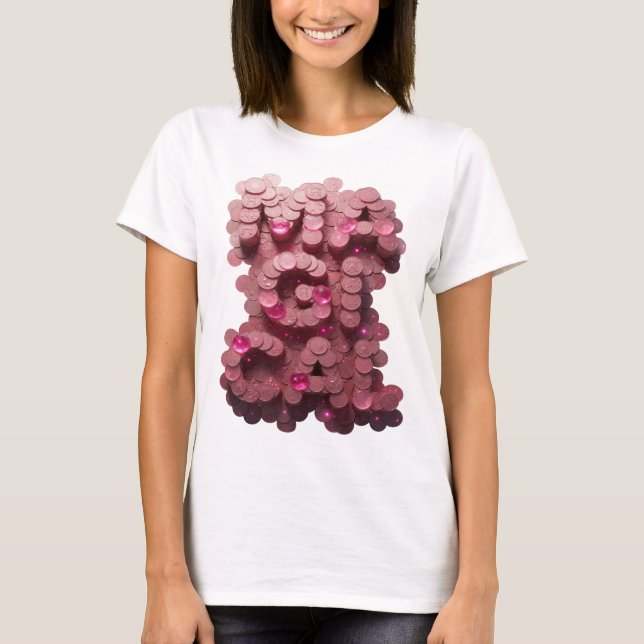 Snygg rosa MEGA textdesign T Shirt (Framsida)
