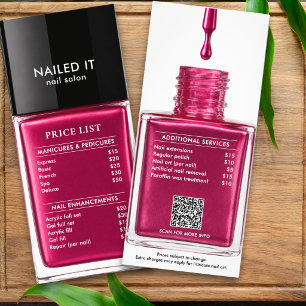 Snygg rosa nagellackflaska Nagelsalong Prislista Reklamkort