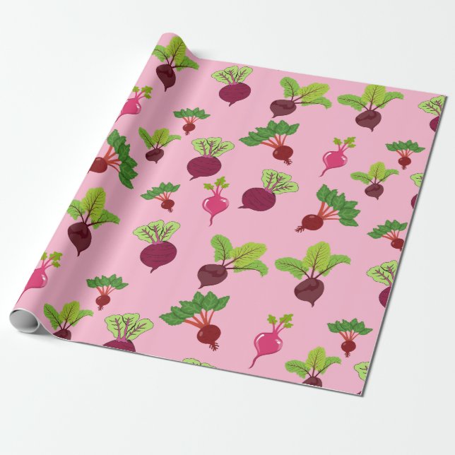 Snygg Rosa och Lila Beet Patterned Presentpapper (Utrullad)