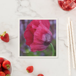 Snygg Rosa och Lila Poppy Flower Pappersservett