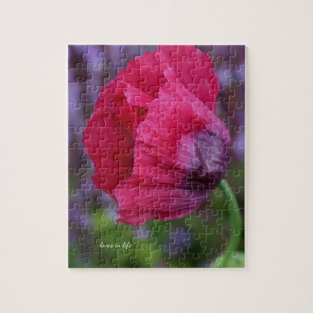 Snygg Rosa och Lila Poppy Flower Pussel (Vertikal)