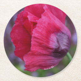 Snygg Rosa och Lila Poppy Flower Underlägg Papper Rund