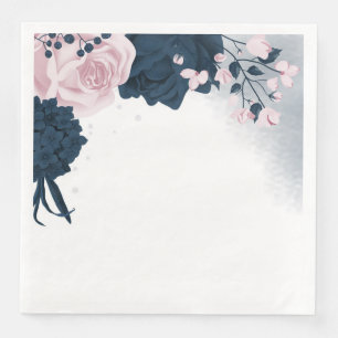 Snygg rosa och marinblommor pappersservett
