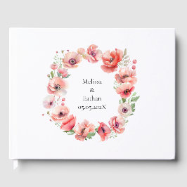 Snygg rosa och röd vallmoblomma gästböcker