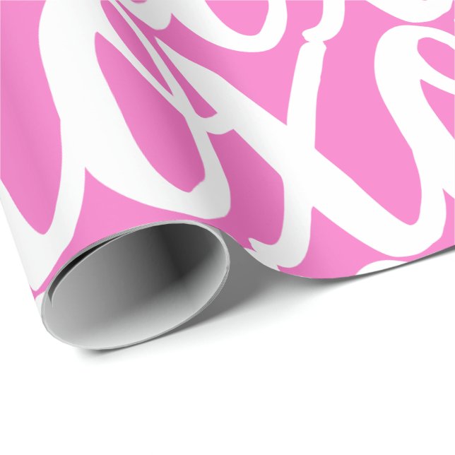 Snygg rosa och vit rolig mönster presentpapper (Rullad Hörn)