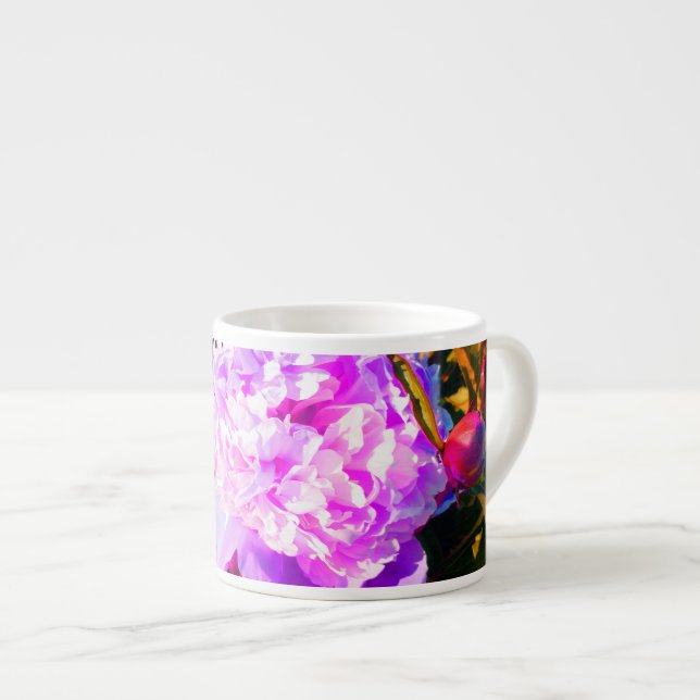 Snygg Rosa Peonies Round Espressomugg (Framsida höger)