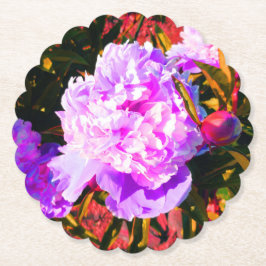 Snygg Rosa Peonies Round Underlägg Papper