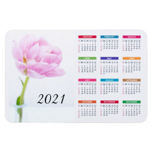 Snygg Rosa Peony   2021 Blommigt Kalender Magnet