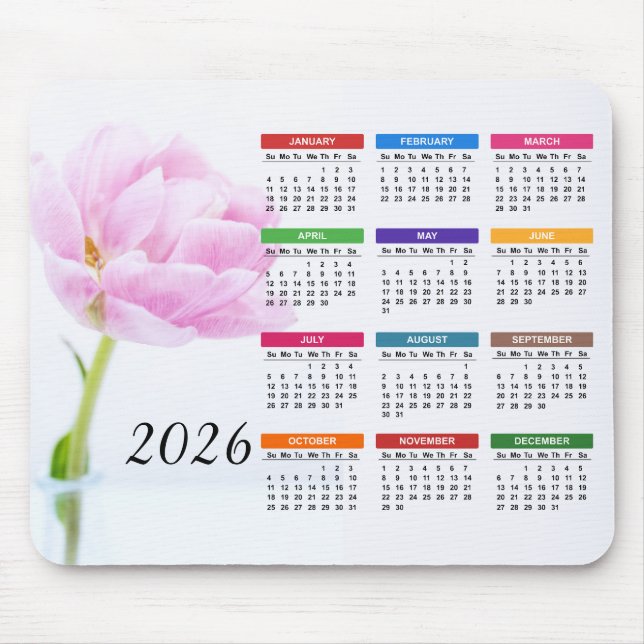Snygg Rosa Peony | 2022 Blommigt Kalender Musmatta (Framsidan)