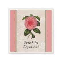 Snygg Rosa Peony på Lacey Tittar Damask och Namn